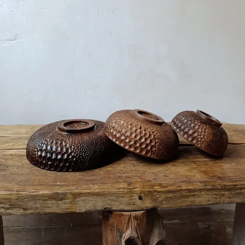 ست کاسه سه تیکه چوبی صدف - تصویر اول ست کاسه سه تیکه چوبی صدف - تصویر اول